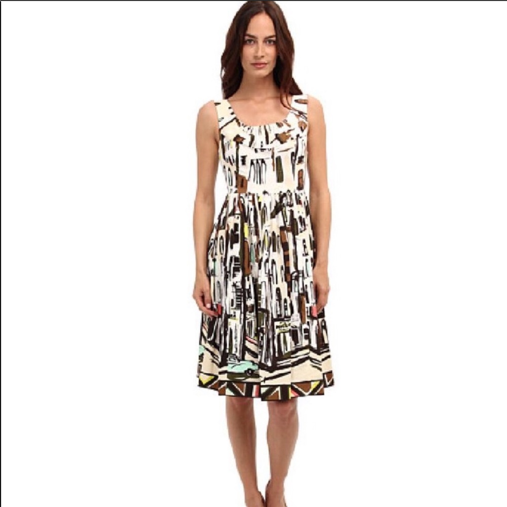 kate spade White Multi-Print Sleeveless Midi Dress